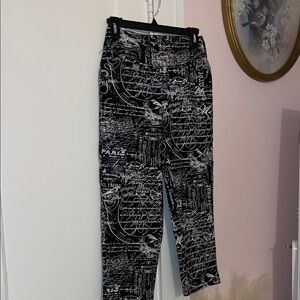 Lulu-B Stylish Black and White Script Print Women’s Pants